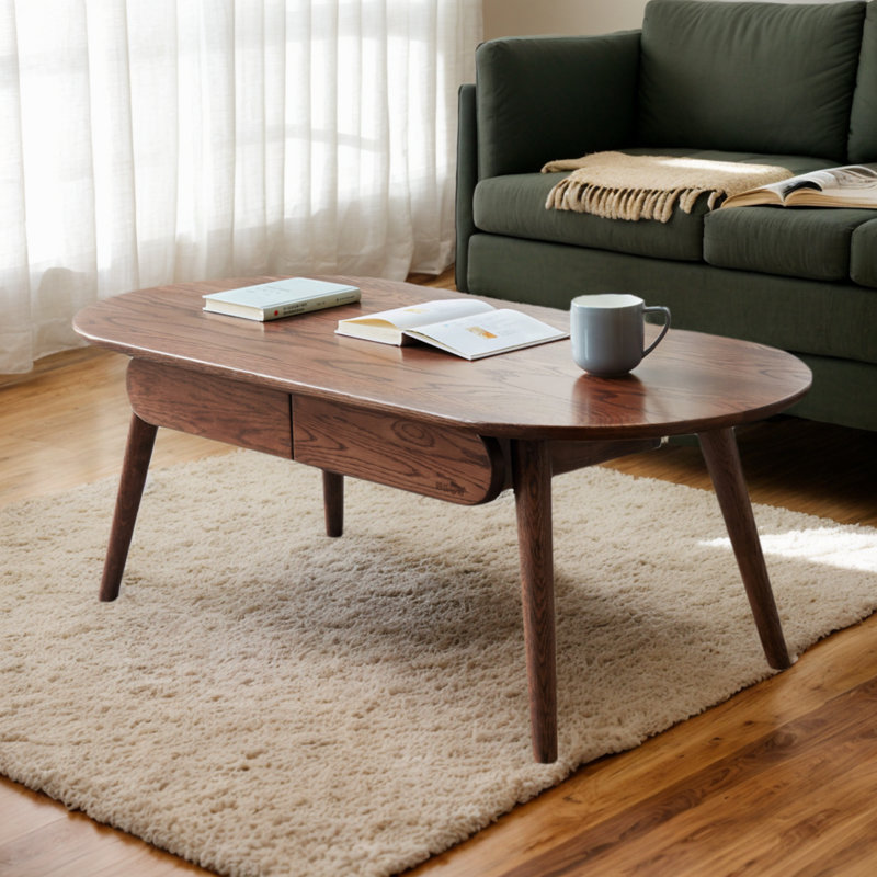 Latitude Run® Natural Solid Wood Capsule Center Table/Desk Latitude Run® Natural Solid Wood Capsule Center Table/Desk